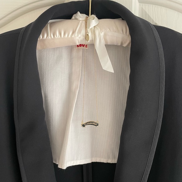 Maison Scotch & Soda Love long Black Blazer with crepe tie front shawl collar. - Picture 5 of 9